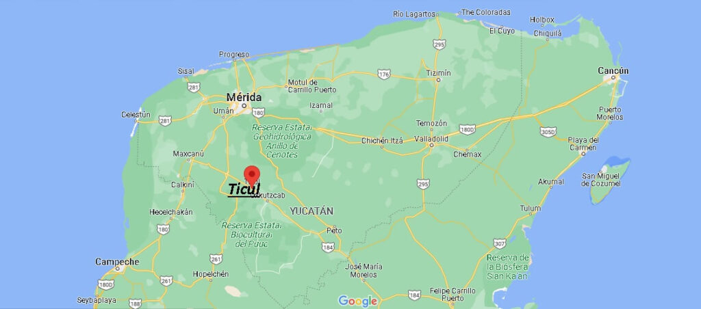 Mapa Ticul, Yucatán, México